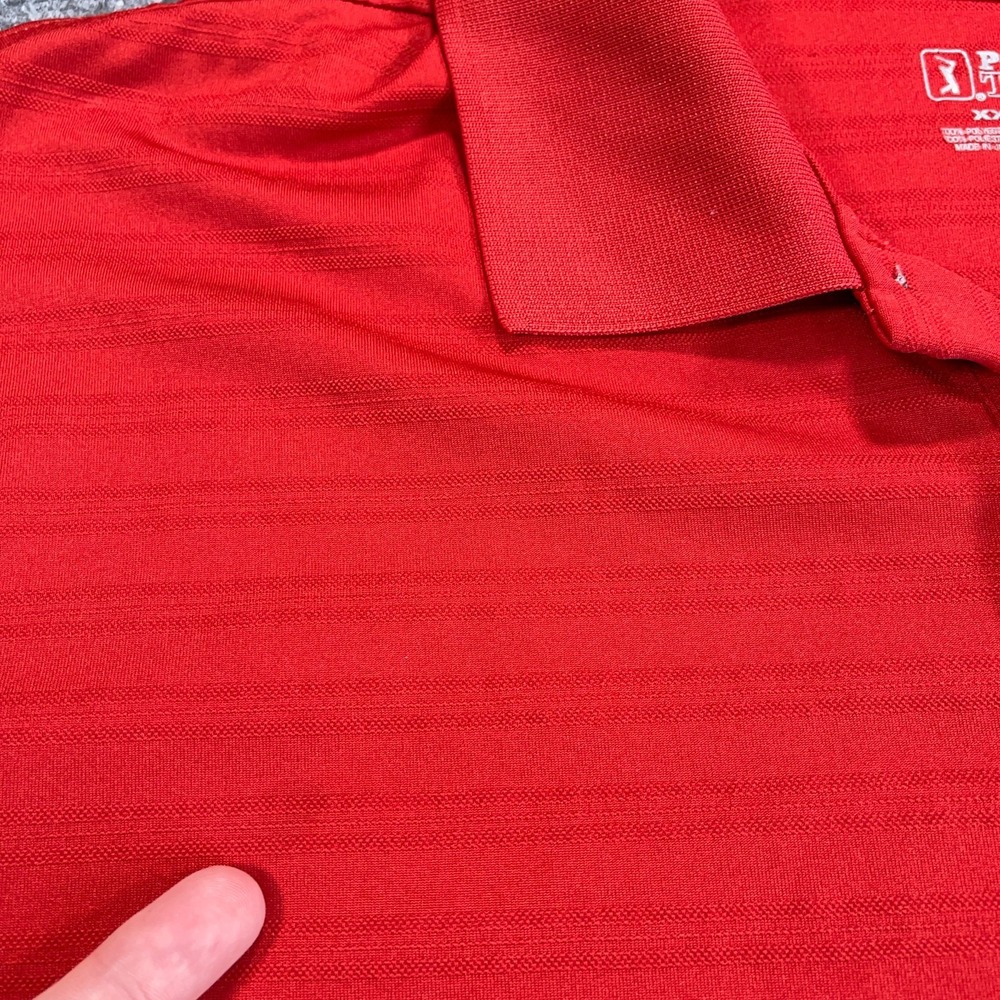 PGA Tour Golf Polo Shirt Mens 2XL Red Short Sleeve‎ Striped Performance Stretch - Picture 9 of 11